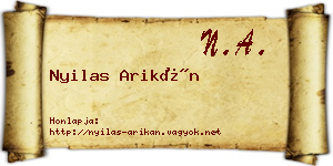 Nyilas Arikán névjegykártya